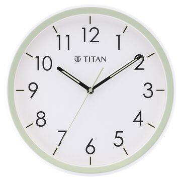 Titan 32.5 cm White-Lume Wall Clock: Stylish Nighttime Illumination