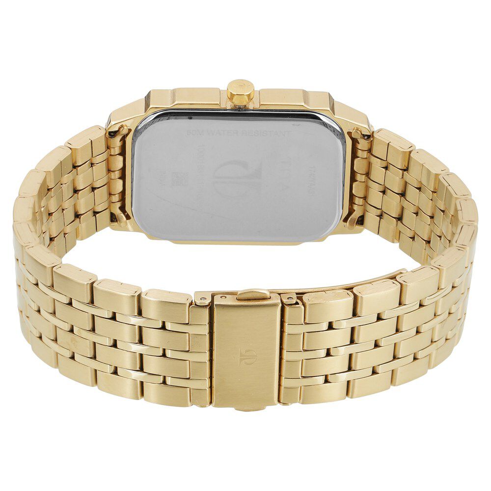 Buy Online Titan Regalia Baron Champagne Dial Analog with Day and Date Stainless Steel Strap watch for Men 1742ym01 Titan