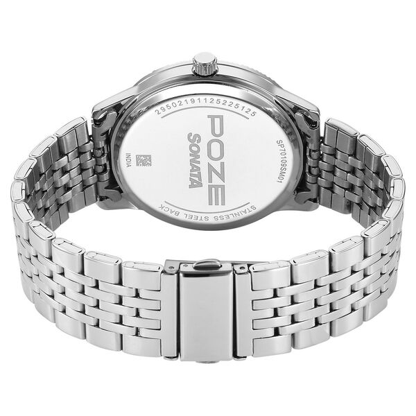 Sonata Poze Quartz Analog Tiffany Blue Dial Silver Coloure Stainless Steel Strap Watch For Men - image number 6