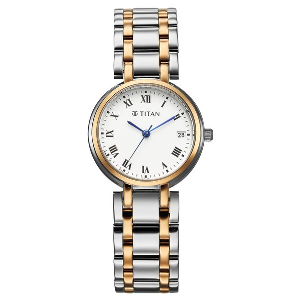 Titan Eminence Workwear Quartz Analog White Dial Two Toned Metal Strap Watch For Women - image number 0