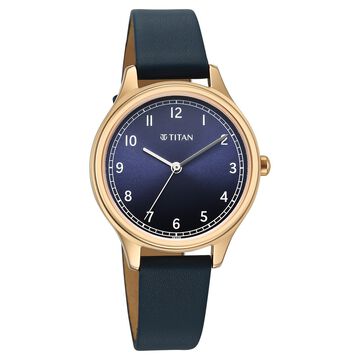 Titan Neo Quartz Analog Blue Dial Blue Leather Strap Watch For Women