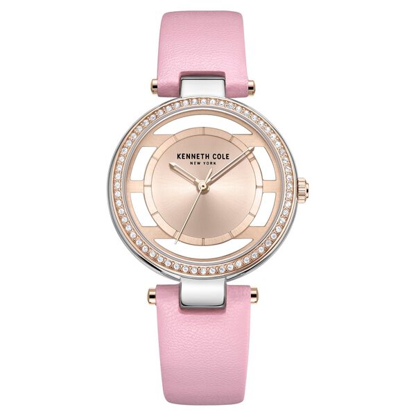 Kenneth Cole Quartz Analog Rose Gold Round Dial Pink Leather Strap Watch For Women - image number 0