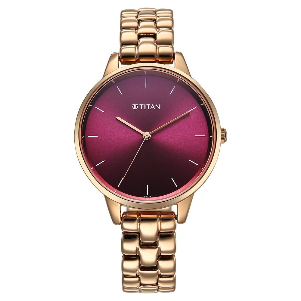 Buy Online Titan Neo Quartz Analog Maroon Dial Rose Gold Metal