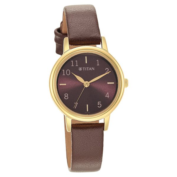 Titan Karishma Brown Dial Leather Strap Watch for Women - image number 0
