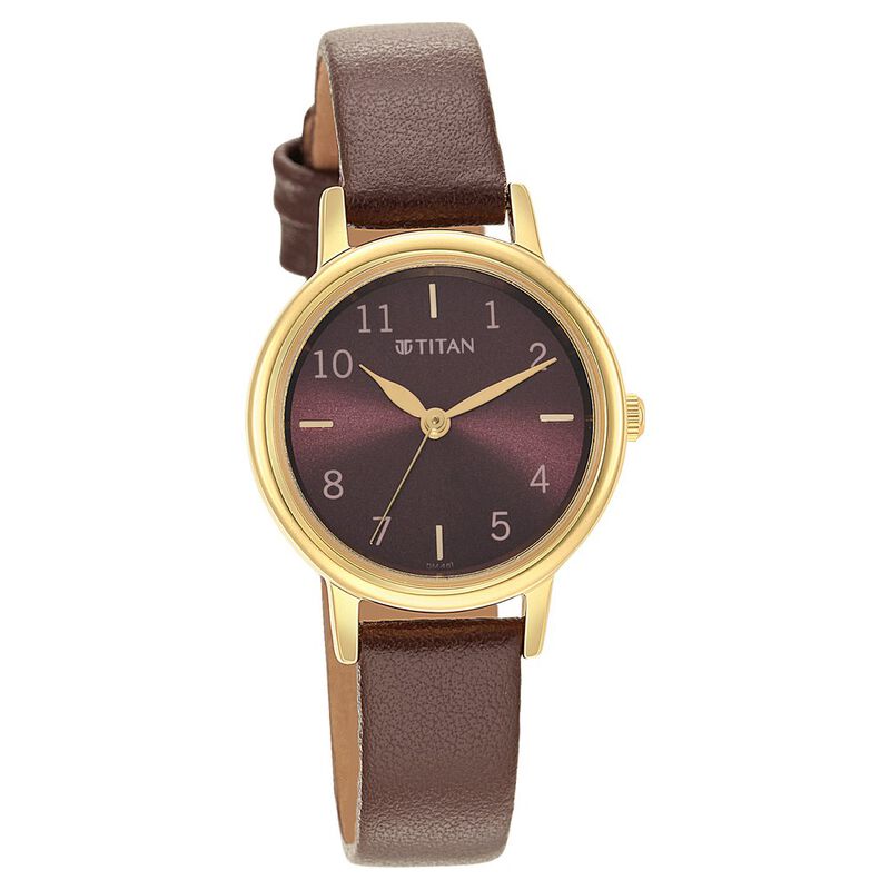Titan Karishma Brown Dial Leather Strap Watch for Women