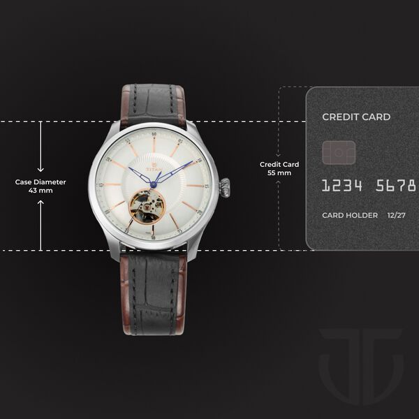 Titan Magnate Automatic White Dial Blue Leather Strap Watch for Men - image number 7