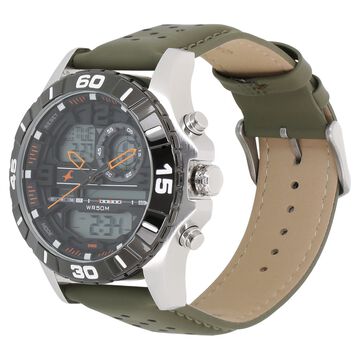 Fastrack Quartz Analog Digital Orange Dial Leather Strap Watch for Guys