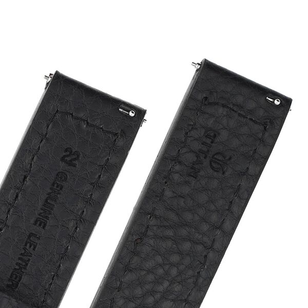 22 mm Black Genuine Leather Straps for Men - image number 4