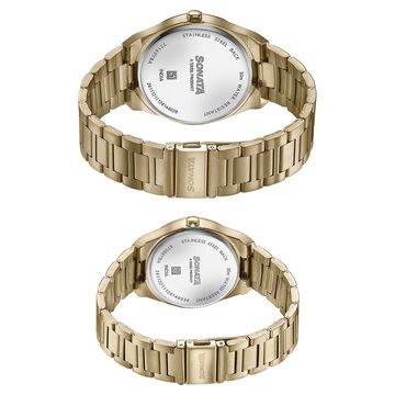 Sonata Wedding Edit Quartz Analog Black Dial Stainless Steel Strap Watch For Pair