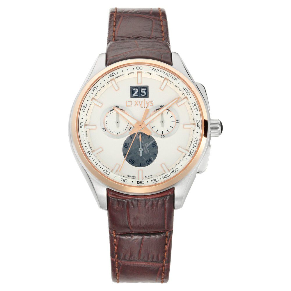 Buy Online Xylys Quartz Chronograph Silver Dial Leather Strap