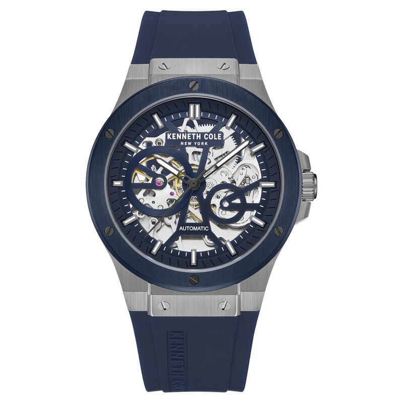 Kenneth Cole Automatic Blue Dial Stainless Steel Strap Watch for Men