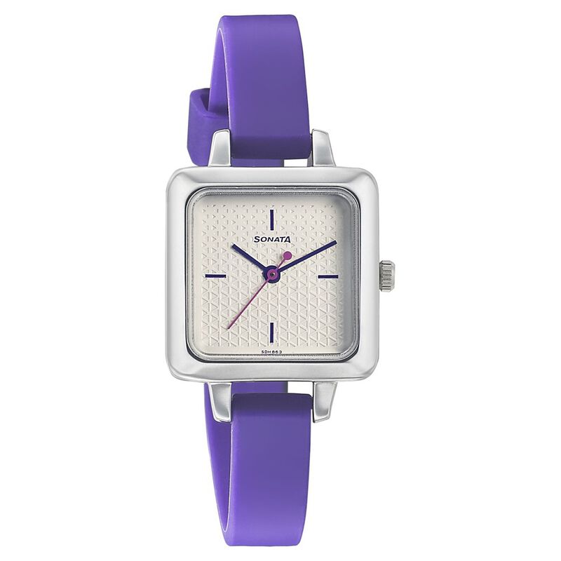 Sonata Splash Silver Dial Women Watch With Silicone Strap