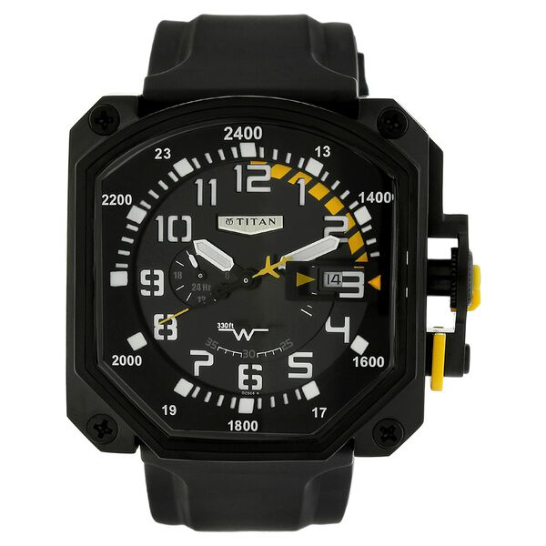 Titan Squadron Black Dial Quartz Multifunction Plastic Strap watch for Men - image number 0