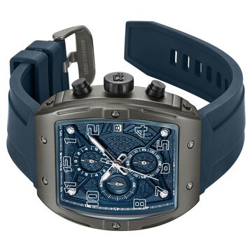 Police Chronograph Blue Dial Blue Color Silicone Strap Watch For Men