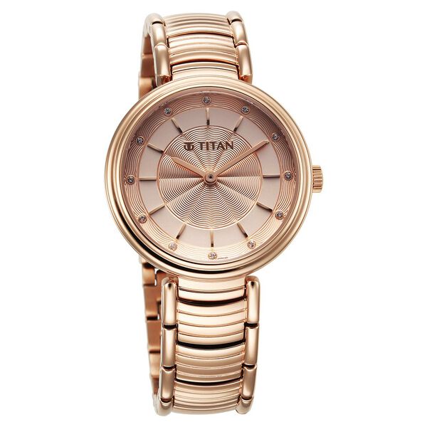 Titan Aura Quartz Analog Rose Gold Dial Rose Gold Stainless Steel Strap Watch for Women - image number 1