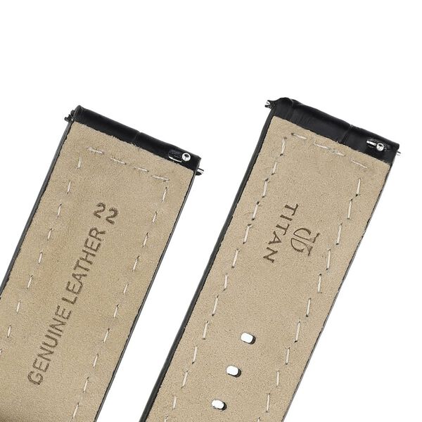 22 mm Black Genuine Leather Strap for Men - image number 4