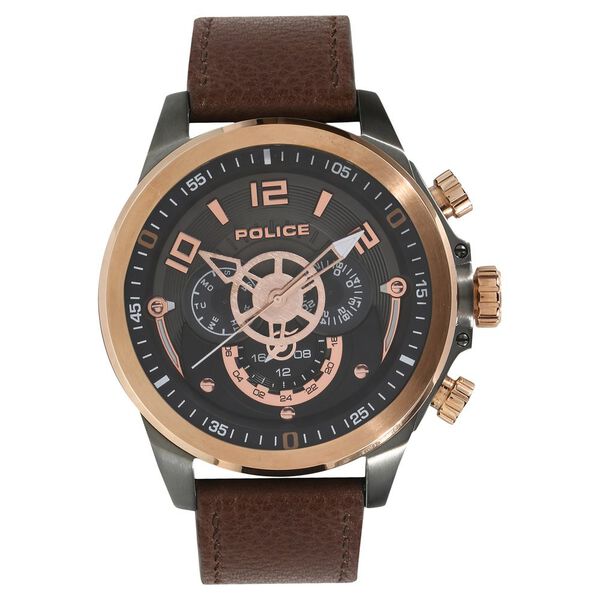 Police Quartz Chronograph Grey Dial Leather Strap Watch for Men - image number 0