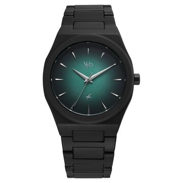Vyb Quest By Fastrack Quartz Analog Green Gradient Dial Metal Strap Watch For Guys