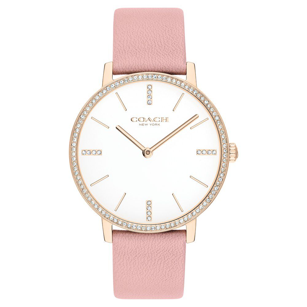 Coach watch pink leather strap online
