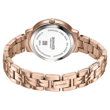 Sonata Jashn Quartz Analog Pink Mother Of Pearl Dial Rose Gold Metal Strap Watch For Women