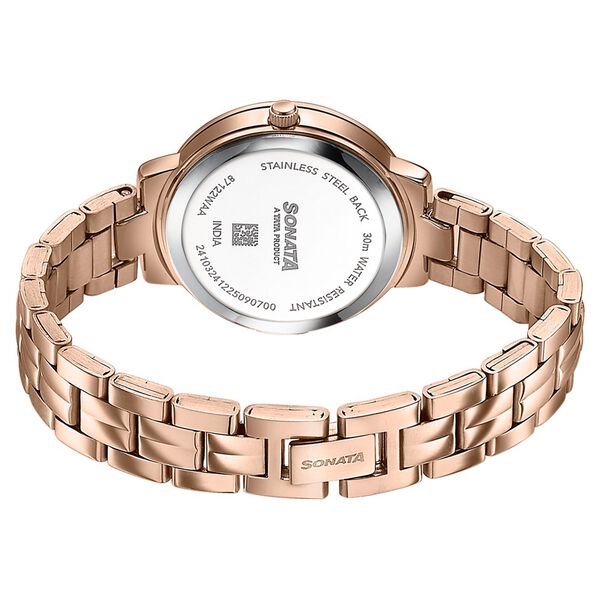 Sonata Jashn Quartz Analog Pink Mother Of Pearl Dial Rose Gold Metal Strap Watch For Women - image number 5