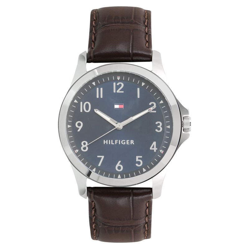 Tommy Hilfiger Quartz Analog Blue Dial Leather Strap Watch for Men