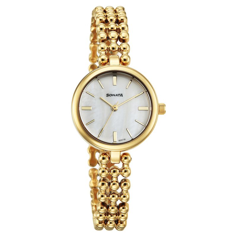 Sonata Festive Quartz Analog White Dial Metal Strap Watch For Women
