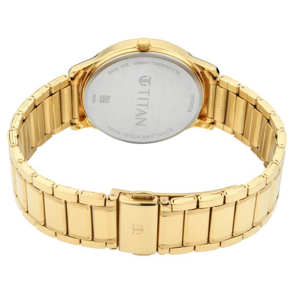 Titan Lagan Yellow Dial Analog with Day and Date Metal Strap Watch for Men - image number 4