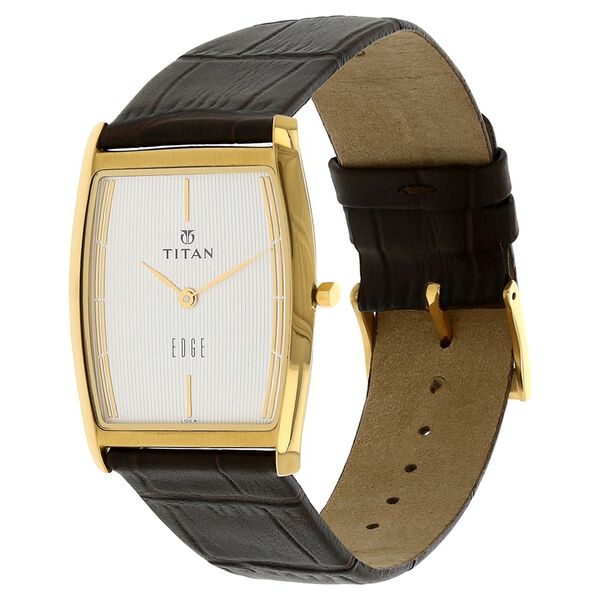 Titan Edge Quartz Analog White Dial Leather Strap Watch for Men - image number 1