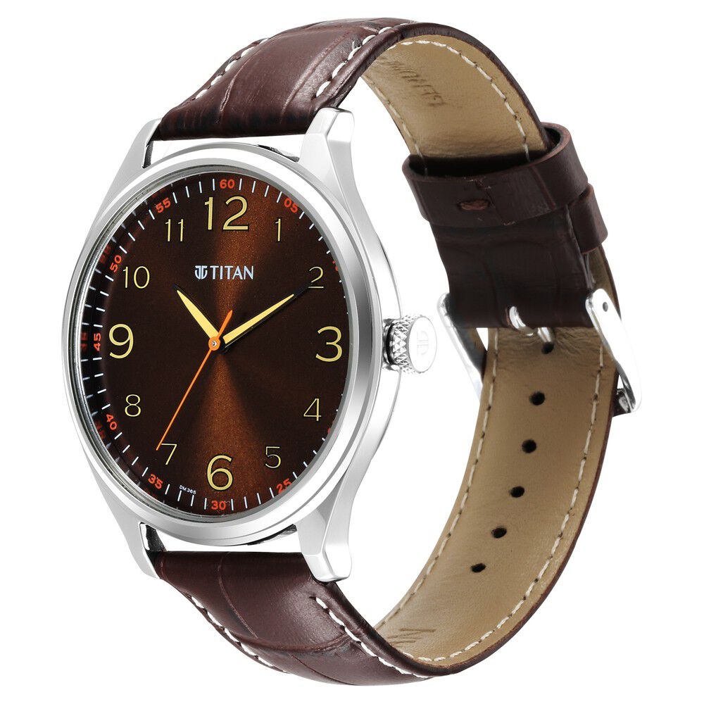 Buy Online Titan Trendsetters Dark Brown Dial Analog Leather Strap