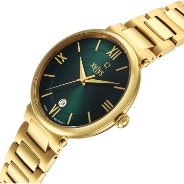 Xylys Quartz Analog with Date Green Dial Golden Stainless Steel Strap Watch For Men