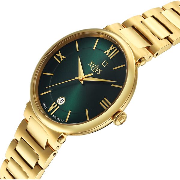 Xylys Quartz Analog with Date Green Dial Golden Stainless Steel Strap Watch For Men - image number 1
