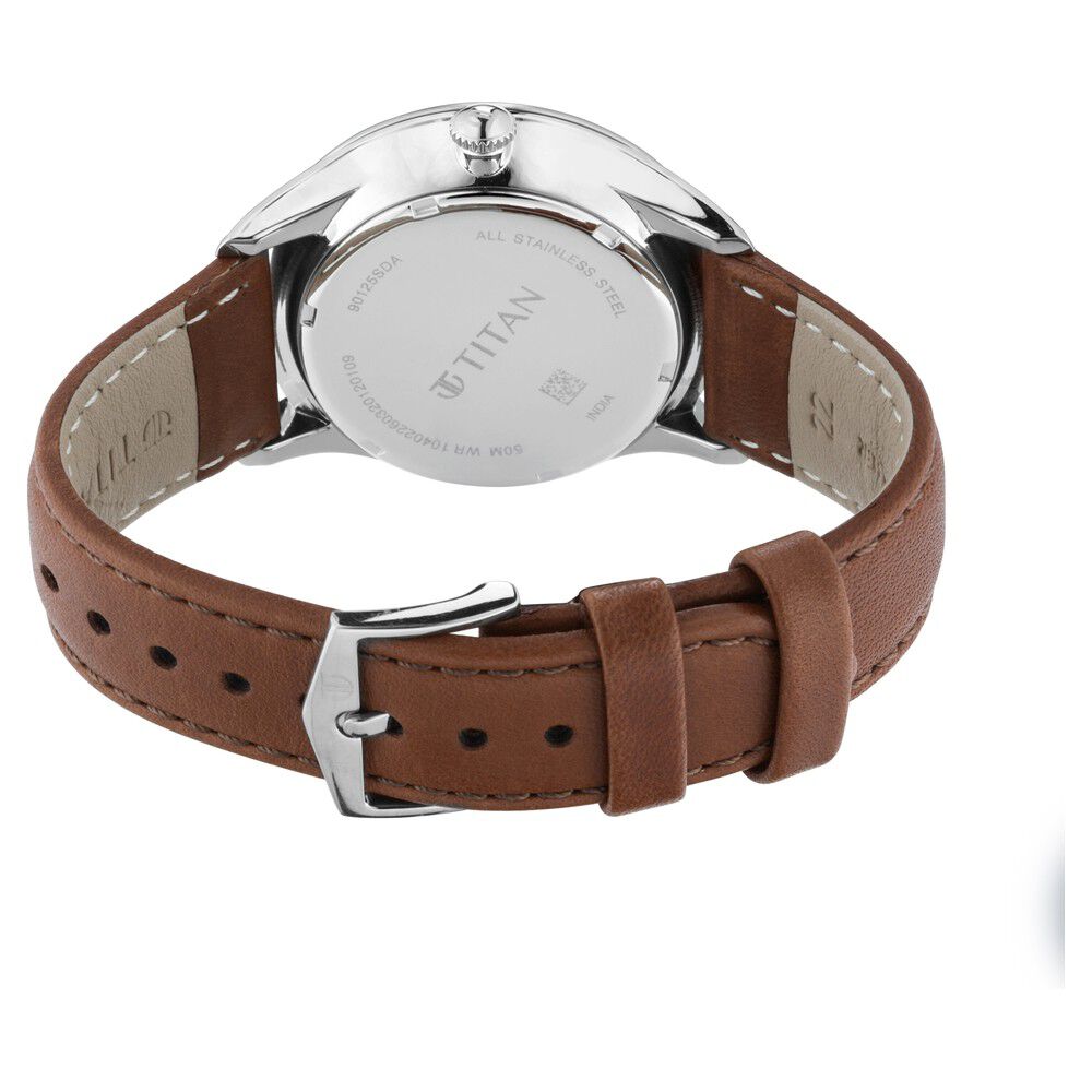 Buy Online Titan Light Leathers Black Dial Quartz Multifunction Leather Strap watch for Men nq90125sl01 Titan