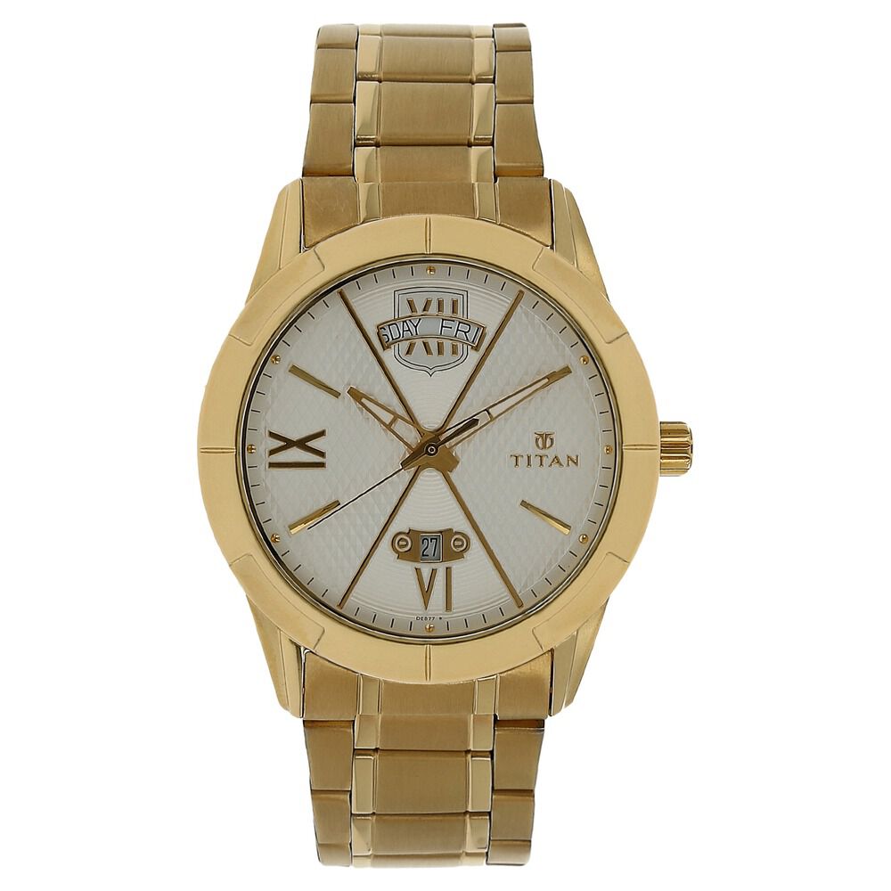 Buy Online Titan Regal Crest Silver Dial Analog with Day and Date