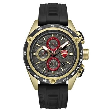 Ducati Quartz Chronograph Grey Dial Black Silicone Strap Watch For Men