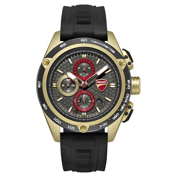 Ducati Quartz Chronograph Grey Dial Black Silicone Strap Watch For Men - image number 0