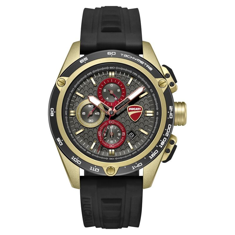 Ducati Quartz Chronograph Grey Dial Black Silicone Strap Watch For Men