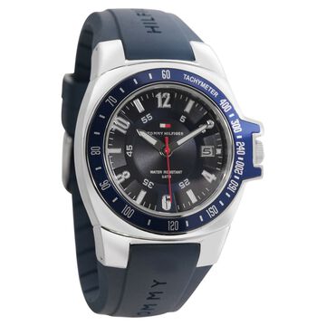 Tommy Hilfiger Quartz Analog with Date Blue Dial Silicone Strap Watch for Men