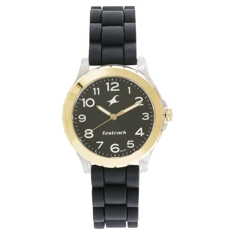 Fastrack Trendies Quartz Analog Black Dial Silicone Strap Watch for Girls