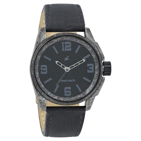Fastrack Quartz Analog Black Dial Leather Strap Watch for Guys - image number 0