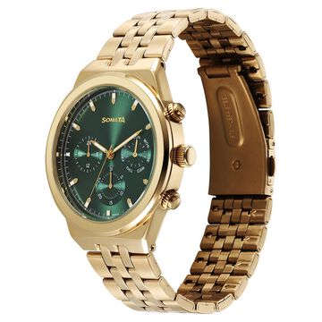 Sonata Eternia Quartz Multifunction Green Dial Metal Strap Watch For Men