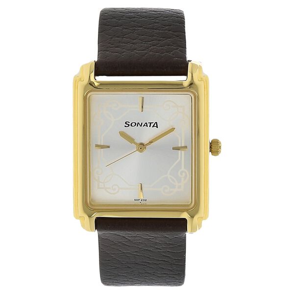 Sonata Quartz Analog White Dial Leather Strap Watch for Men - image number 0