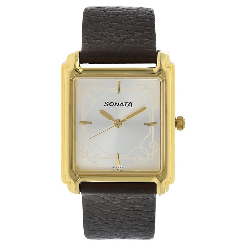Sonata Quartz Analog White Dial Leather Strap Watch for Men