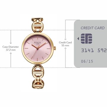 Titan Raga Showstopper Quartz Analog Rose Gold Dial Metal Strap Watch For Women