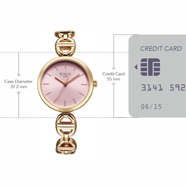 Titan Raga Showstopper Quartz Analog Rose Gold Dial Metal Strap Watch For Women - image number 5