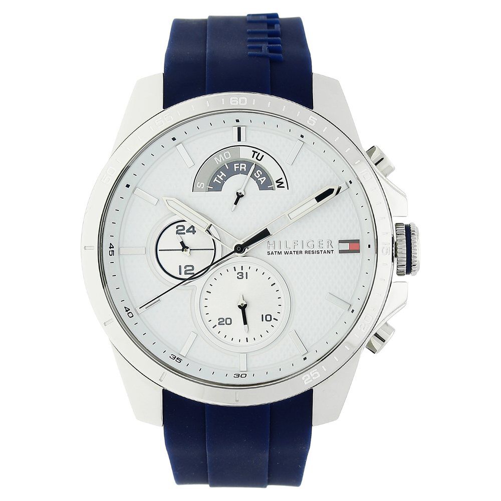 Buy Online Tommy Hilfiger Quartz Multifunction White Dial Plastic Strap Watch for Men th1791349 p Titan