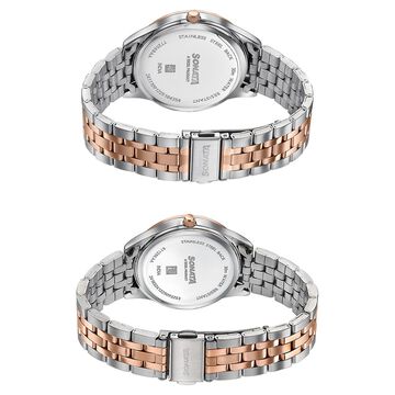 Sonata Jashn Quartz Analog White Dial Two Toned Metal Strap Watch For Couple