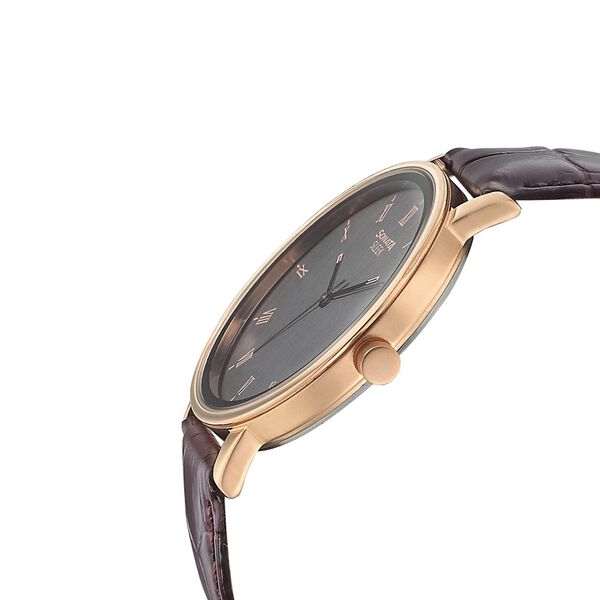 Sonata Quartz Analog Anthracite Dial Leather Strap Watch for Men - image number 2