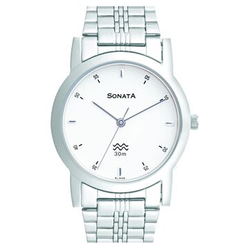Sonata Quartz Analog White Dial Strap Watch for Men