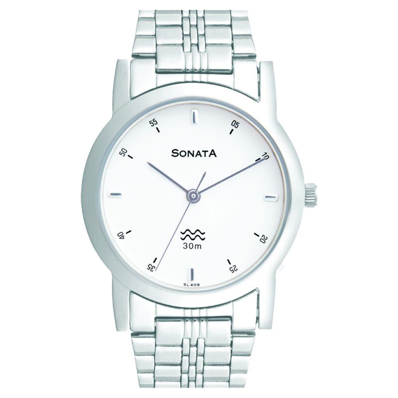 Sonata Quartz Analog White Dial Strap Watch for Men - image number 0